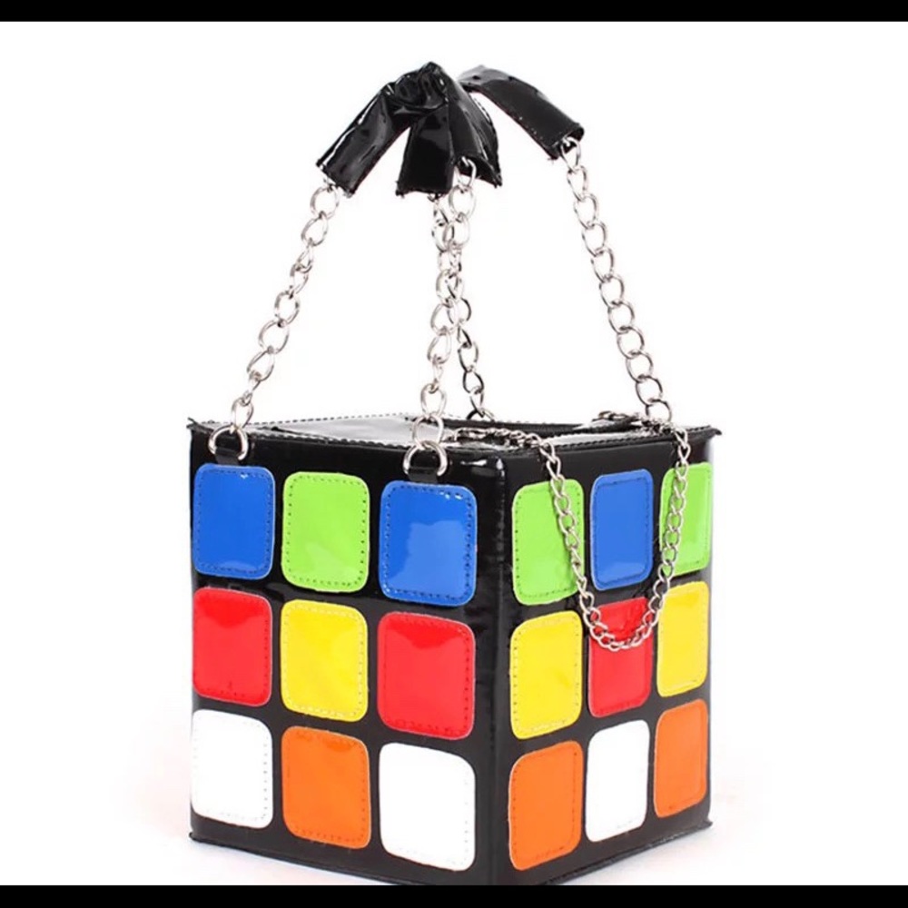 Multi colored cube purse